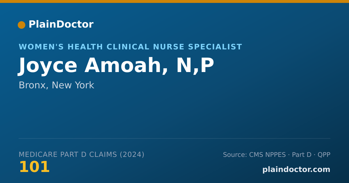Shareable card for Joyce Amoah, N,P - Women's Health Clinical Nurse Specialist, Bronx, NY