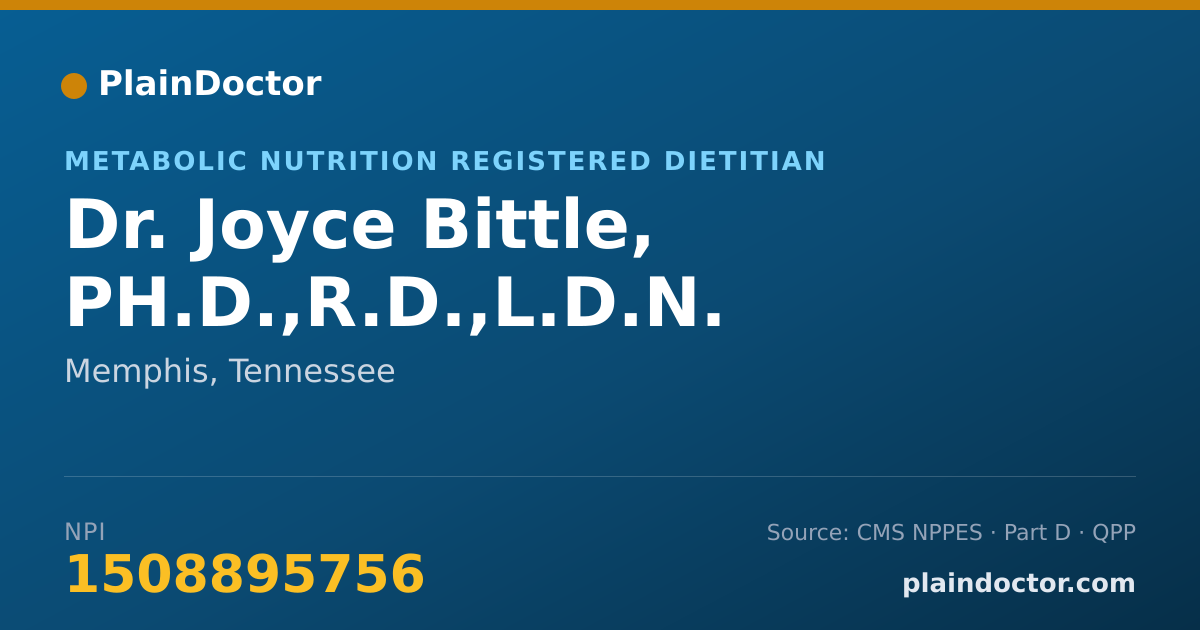 Shareable card for Joyce Bittle, PH.D.,R.D.,L.D.N. - Metabolic Nutrition Registered Dietitian, Memphis, TN