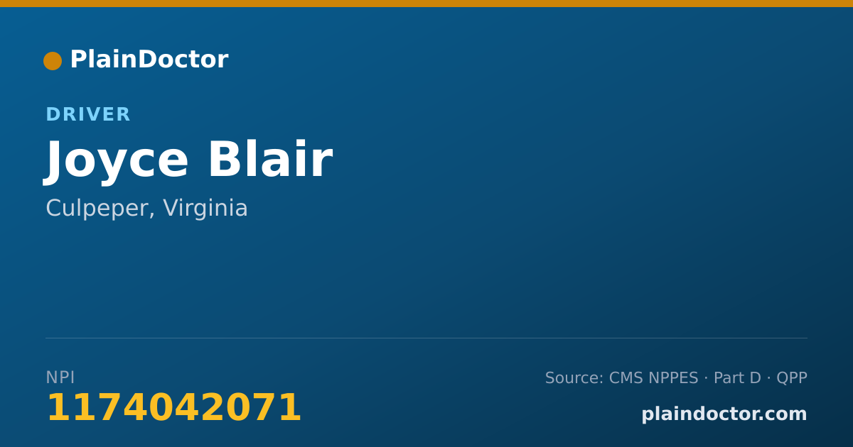 Shareable card for Joyce Blair - Driver, Culpeper, VA
