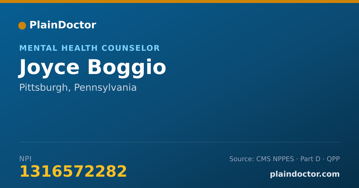 Shareable card for Joyce Boggio - Mental Health Counselor, Pittsburgh, PA