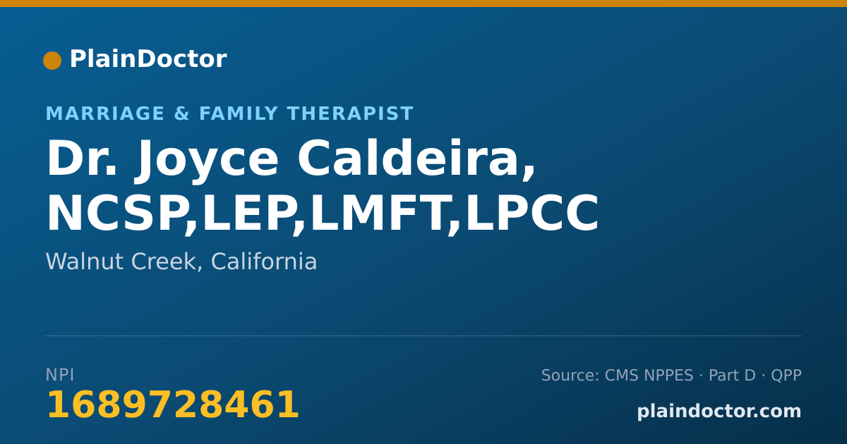 Shareable card for Joyce Caldeira, NCSP,LEP,LMFT,LPCC - Marriage & Family Therapist, Walnut Creek, CA