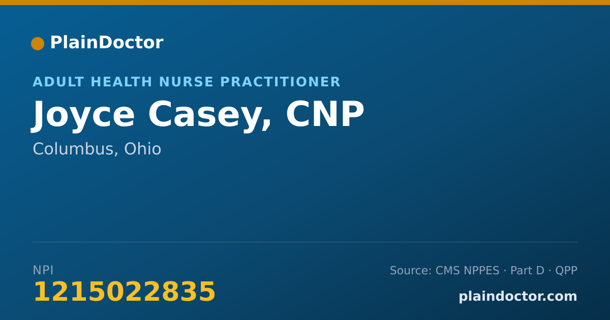 Shareable card for Joyce Casey, CNP - Adult Health Nurse Practitioner, Columbus, OH