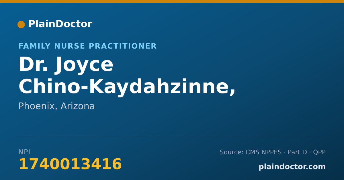 Shareable card for Joyce Chino-Kaydahzinne, FNP-C - Family Nurse Practitioner, Phoenix, AZ
