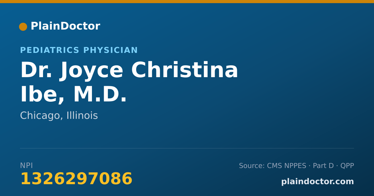 Shareable card for Joyce Christina Ibe, M.D. - Pediatrics Physician, Chicago, IL