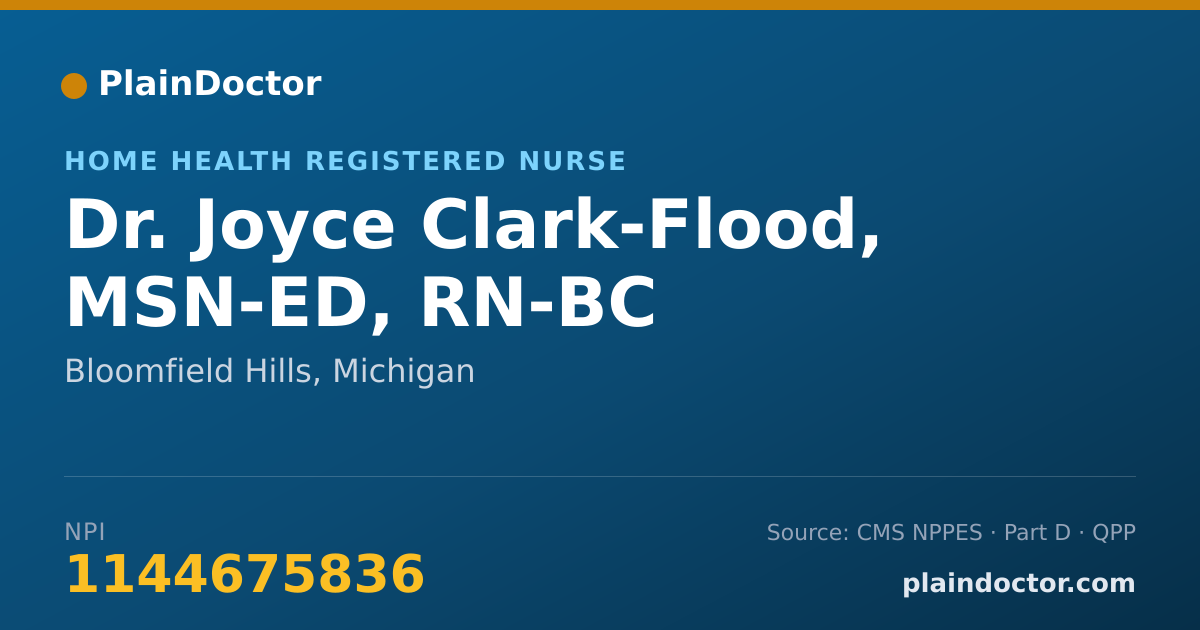 Shareable card for Joyce Clark-Flood, MSN-ED, RN-BC - Home Health Registered Nurse, Bloomfield Hills, MI