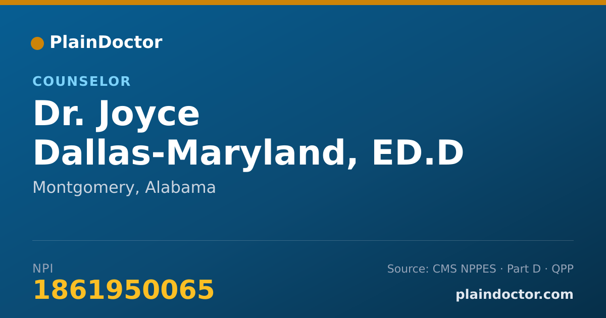 Shareable card for Joyce Dallas-Maryland, ED.D - Counselor, Montgomery, AL