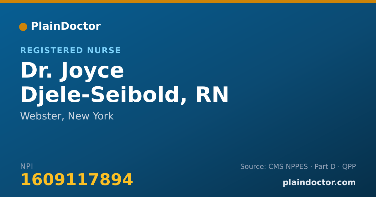 Shareable card for Joyce Djele-Seibold, RN - Registered Nurse, Webster, NY
