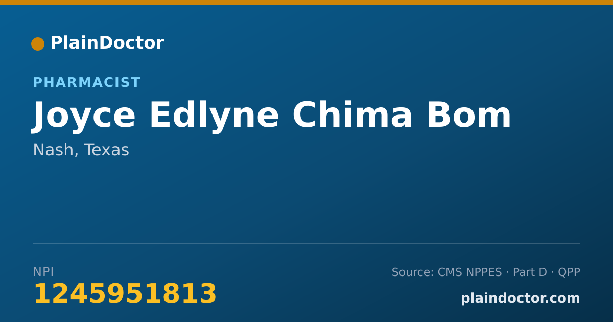 Shareable card for Joyce Edlyne Chima Bom - Pharmacist, Nash, TX