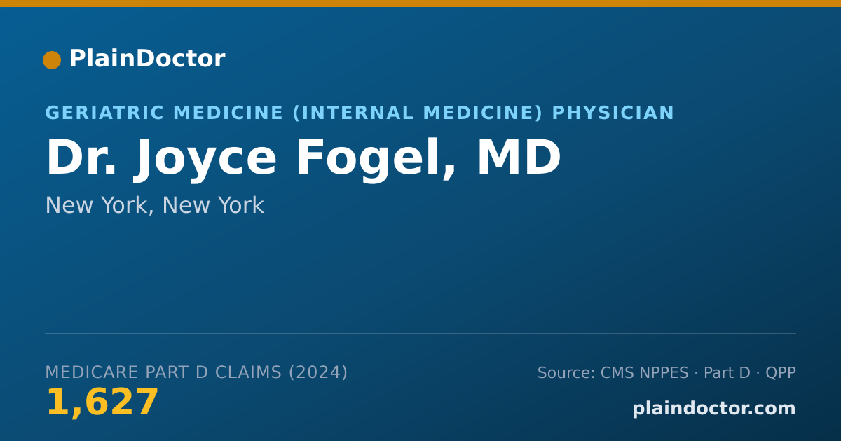 Shareable card for Joyce Fogel, MD - Geriatric Medicine (Internal Medicine) Physician, New York, NY