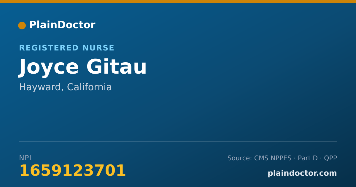 Shareable card for Joyce Gitau - Registered Nurse, Hayward, CA