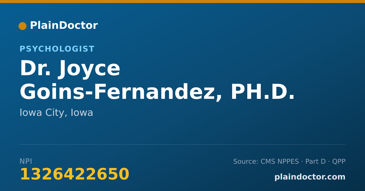 Shareable card for Joyce Goins-Fernandez, PH.D. - Psychologist, Iowa City, IA