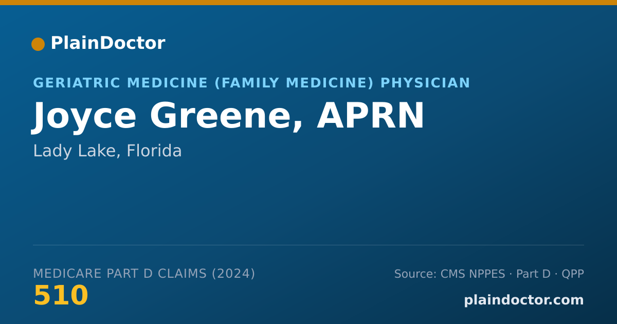 Shareable card for Joyce Greene, APRN - Geriatric Medicine (Family Medicine) Physician, Lady Lake, FL