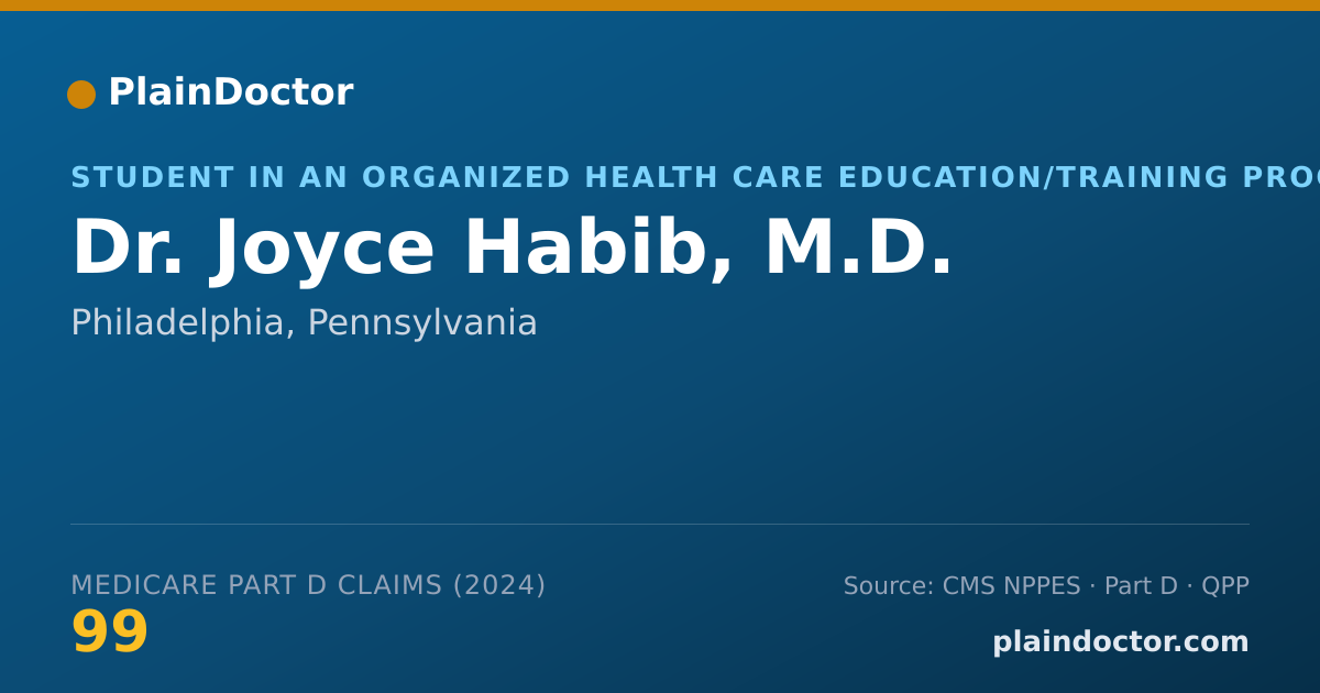 Shareable card for Joyce Habib, M.D. - Student in an Organized Health Care Education/Training Program, Philadelphia, PA