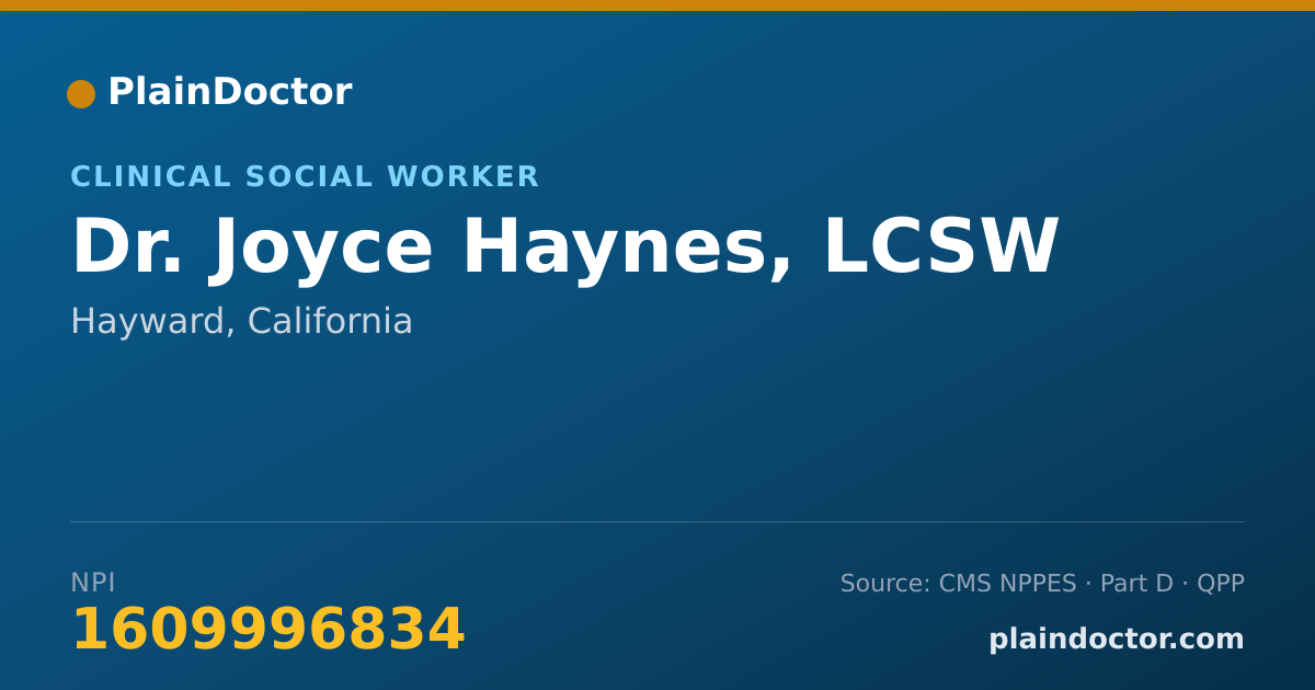 Shareable card for Joyce Haynes, LCSW - Clinical Social Worker, Hayward, CA
