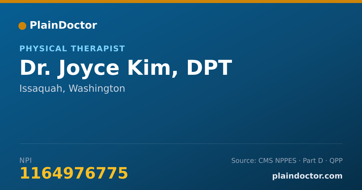 Shareable card for Joyce Kim, DPT - Physical Therapist, Issaquah, WA