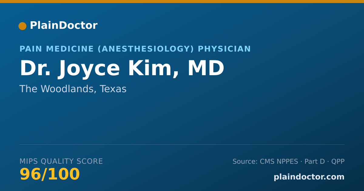 Shareable card for Joyce Kim, MD - Pain Medicine (Anesthesiology) Physician, The Woodlands, TX
