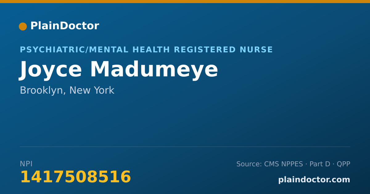 Shareable card for Joyce Madumeye - Psychiatric/Mental Health Registered Nurse, Brooklyn, NY