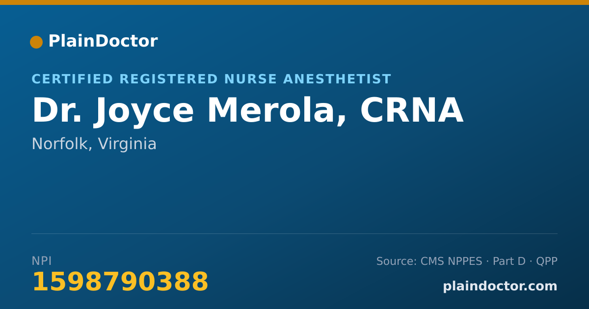 Shareable card for Joyce Merola, CRNA - Certified Registered Nurse Anesthetist, Norfolk, VA