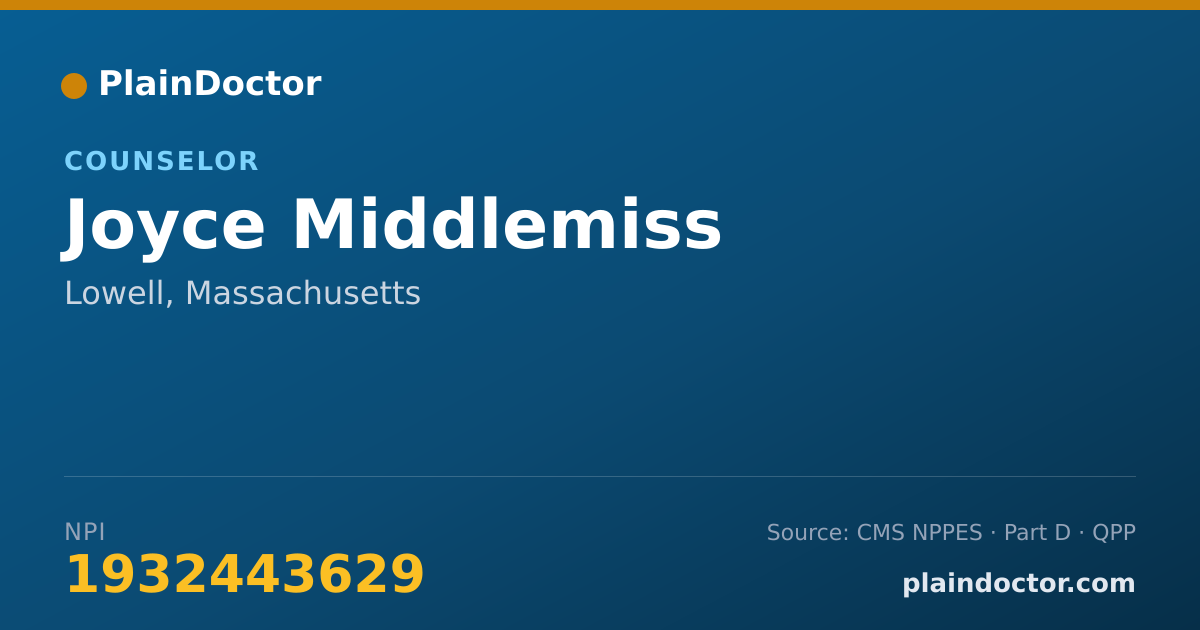 Shareable card for Joyce Middlemiss - Counselor, Lowell, MA