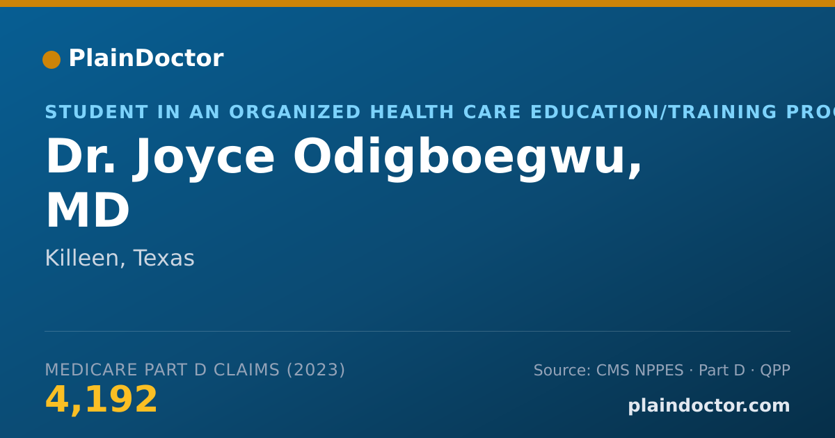 Shareable card for Joyce Odigboegwu, MD - Student in an Organized Health Care Education/Training Program, Killeen, TX