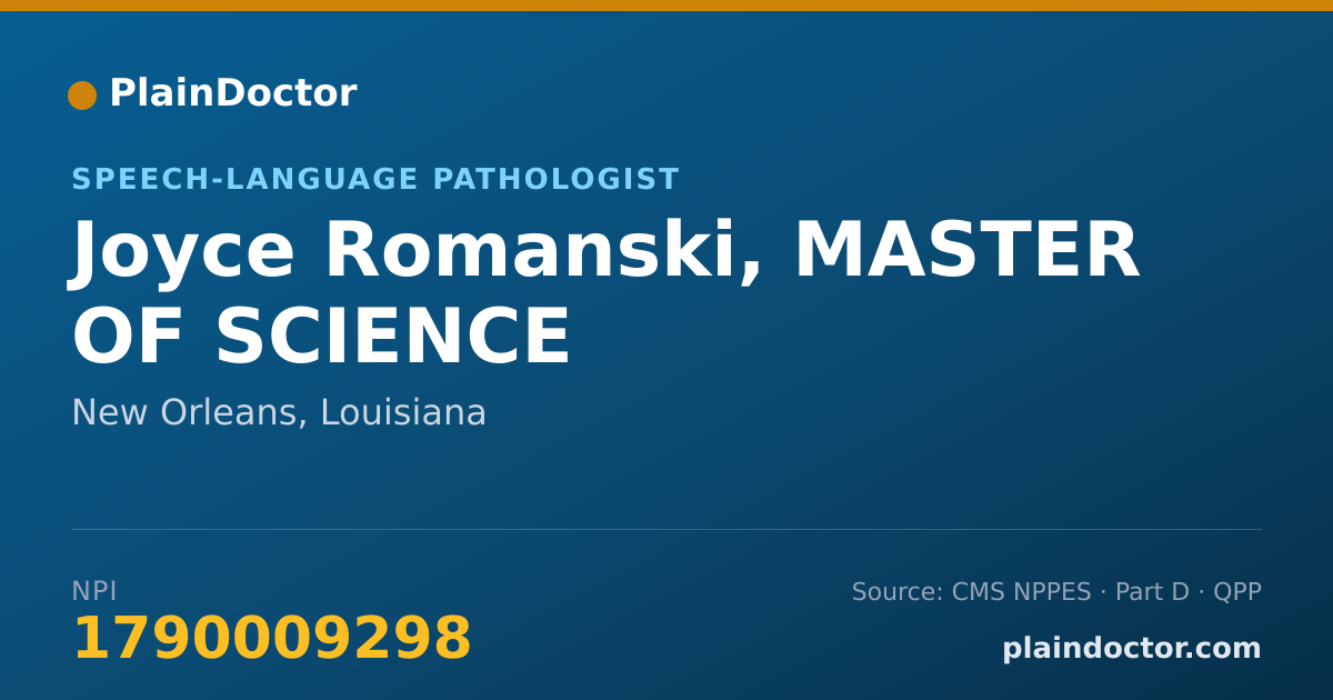 Shareable card for Joyce Romanski, MASTER OF SCIENCE - Speech-Language Pathologist, New Orleans, LA