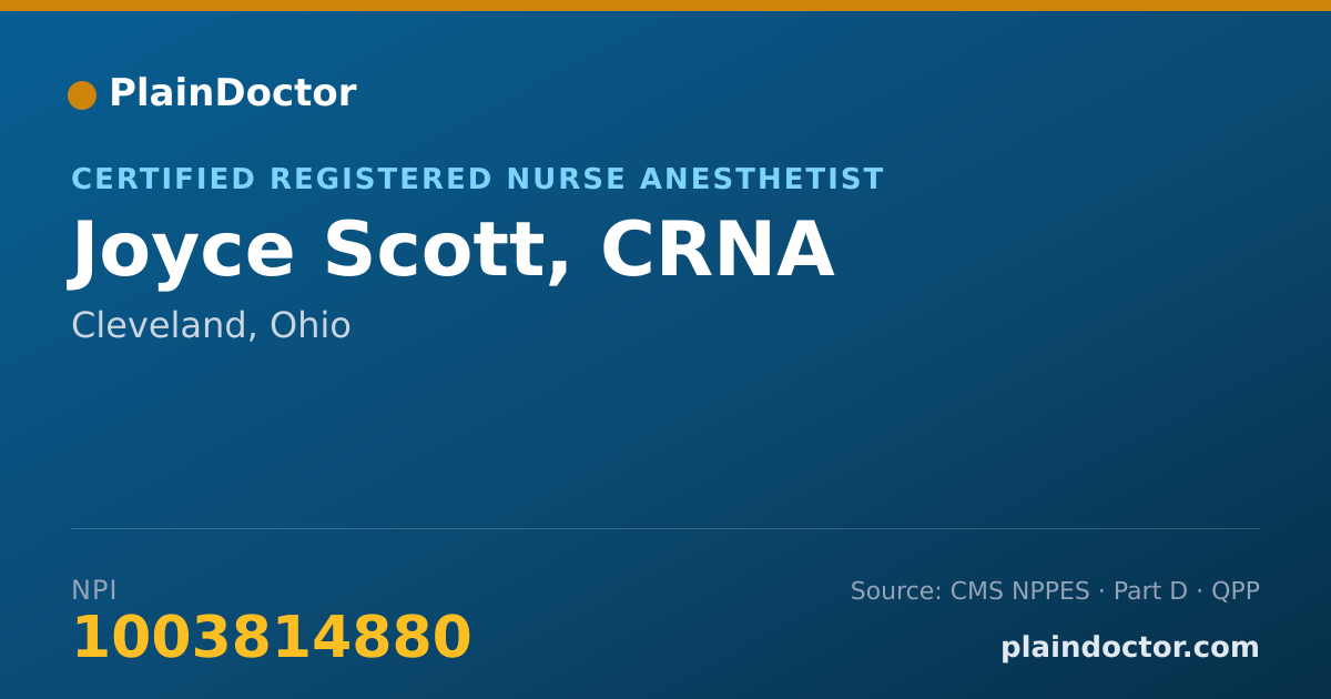 Shareable card for Joyce Scott, CRNA - Certified Registered Nurse Anesthetist, Cleveland, OH