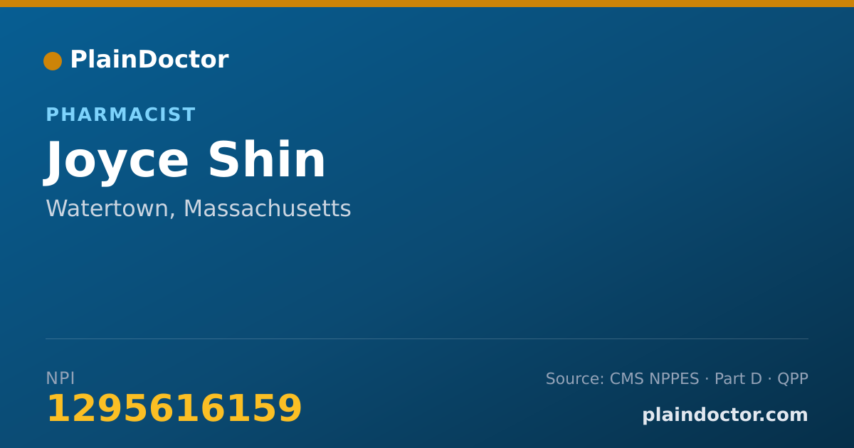 Shareable card for Joyce Shin - Pharmacist, Watertown, MA