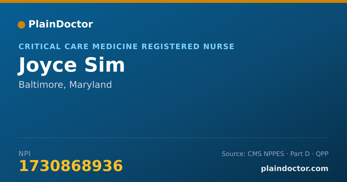 Shareable card for Joyce Sim - Critical Care Medicine Registered Nurse, Baltimore, MD