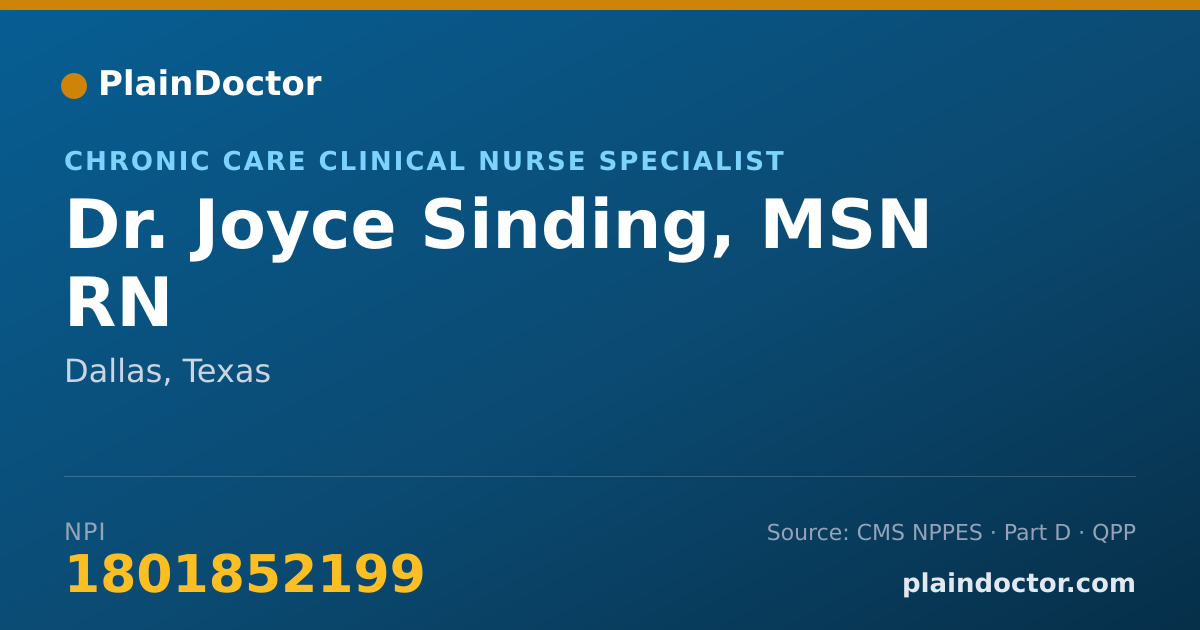 Shareable card for Joyce Sinding, MSN RN - Chronic Care Clinical Nurse Specialist, Dallas, TX