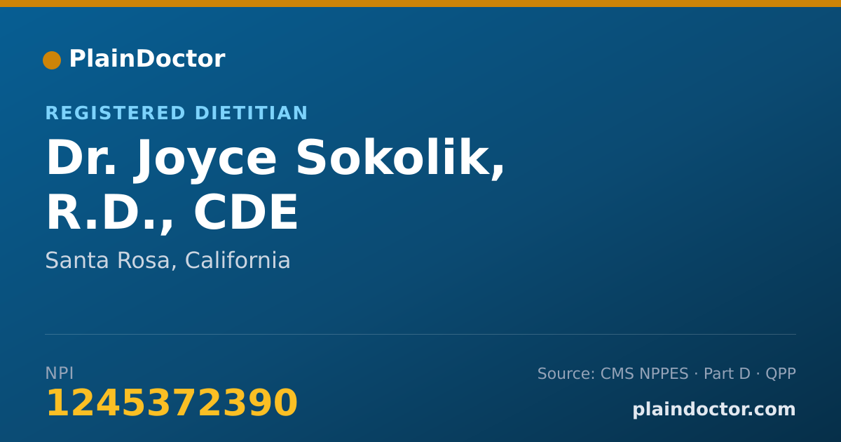 Shareable card for Joyce Sokolik, R.D., CDE - Registered Dietitian, Santa Rosa, CA