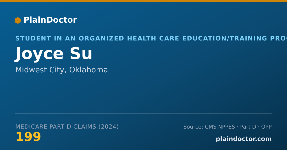 Shareable card for Joyce Su - Student in an Organized Health Care Education/Training Program, Midwest City, OK