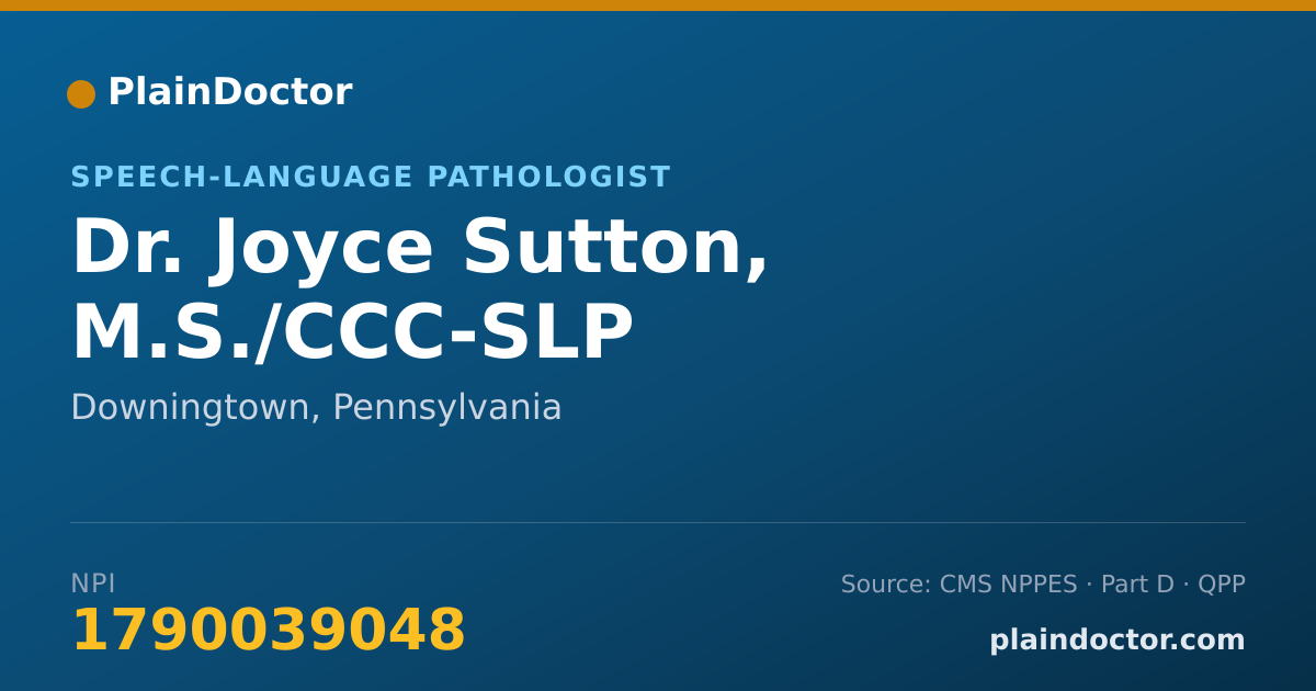Shareable card for Joyce Sutton, M.S./CCC-SLP - Speech-Language Pathologist, Downingtown, PA