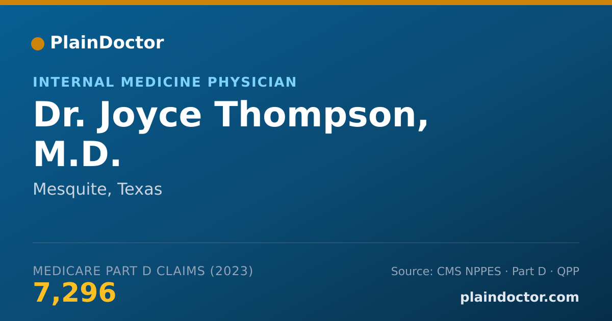Shareable card for Joyce Thompson, M.D. - Internal Medicine Physician, Mesquite, TX