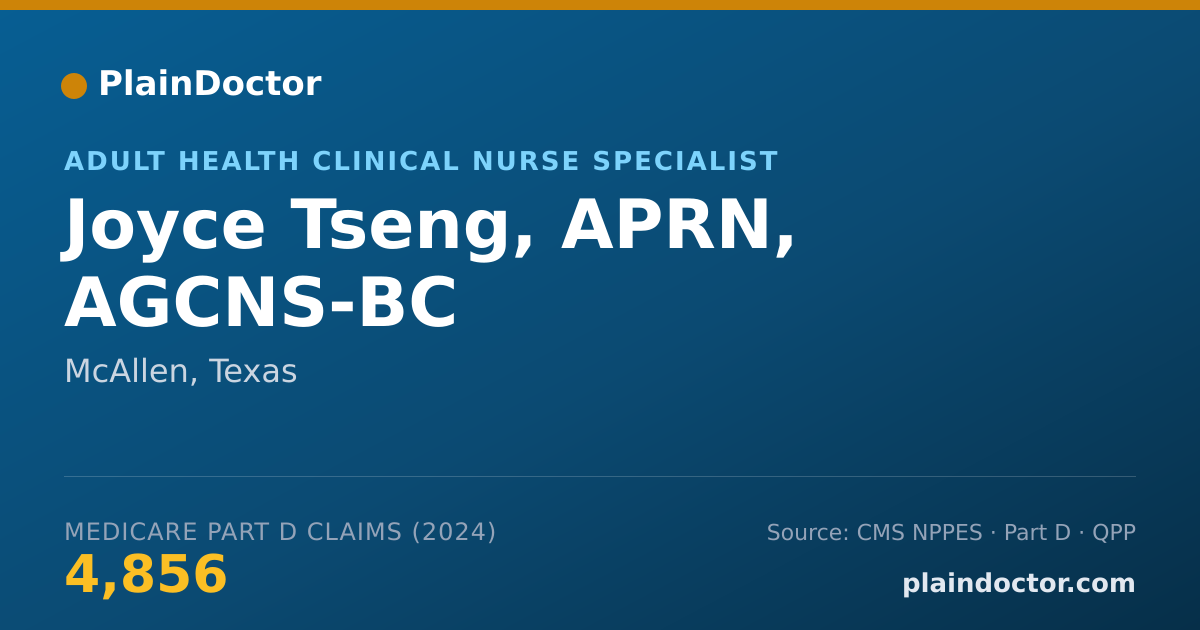 Shareable card for Joyce Tseng, APRN, AGCNS-BC - Adult Health Clinical Nurse Specialist, McAllen, TX