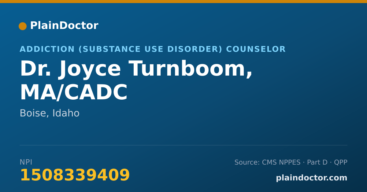 Shareable card for Joyce Turnboom, MA/CADC - Addiction (Substance Use Disorder) Counselor, Boise, ID