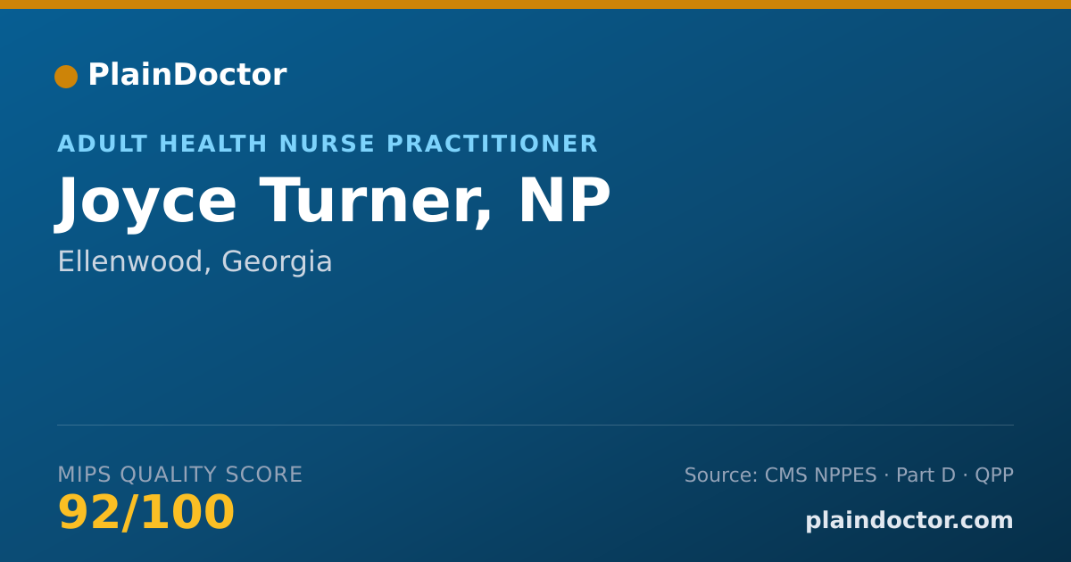 Shareable card for Joyce Turner, NP - Adult Health Nurse Practitioner, Ellenwood, GA