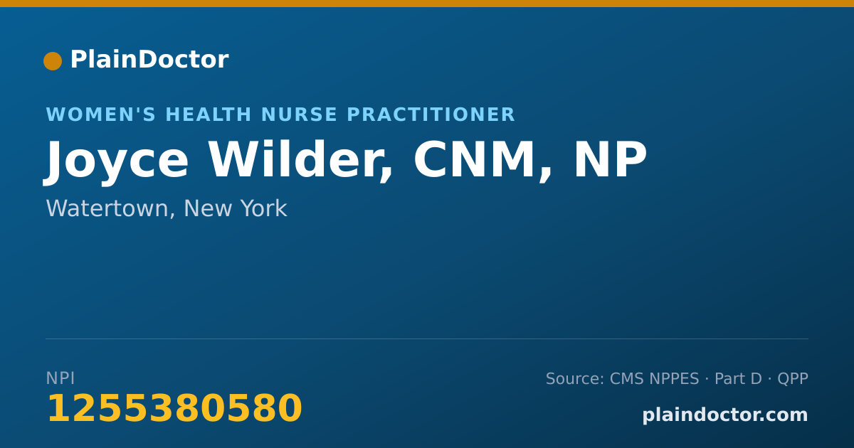 Shareable card for Joyce Wilder, CNM, NP - Women's Health Nurse Practitioner, Watertown, NY