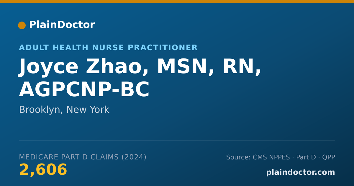 Shareable card for Joyce Zhao, MSN, RN, AGPCNP-BC - Adult Health Nurse Practitioner, Brooklyn, NY