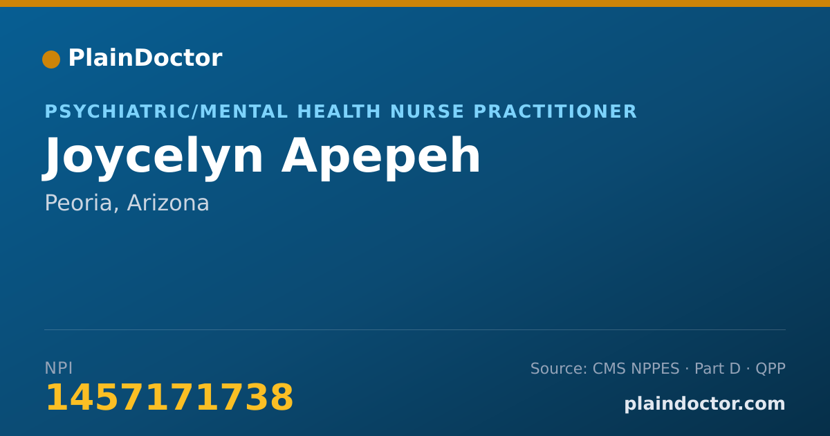 Shareable card for Joycelyn Apepeh - Psychiatric/Mental Health Nurse Practitioner, Peoria, AZ