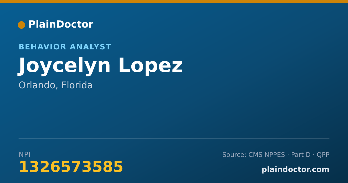 Shareable card for Joycelyn Lopez - Behavior Analyst, Orlando, FL