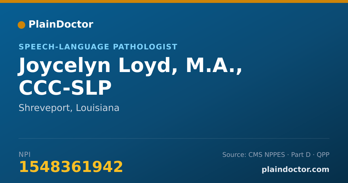 Shareable card for Joycelyn Loyd, M.A., CCC-SLP - Speech-Language Pathologist, Shreveport, LA