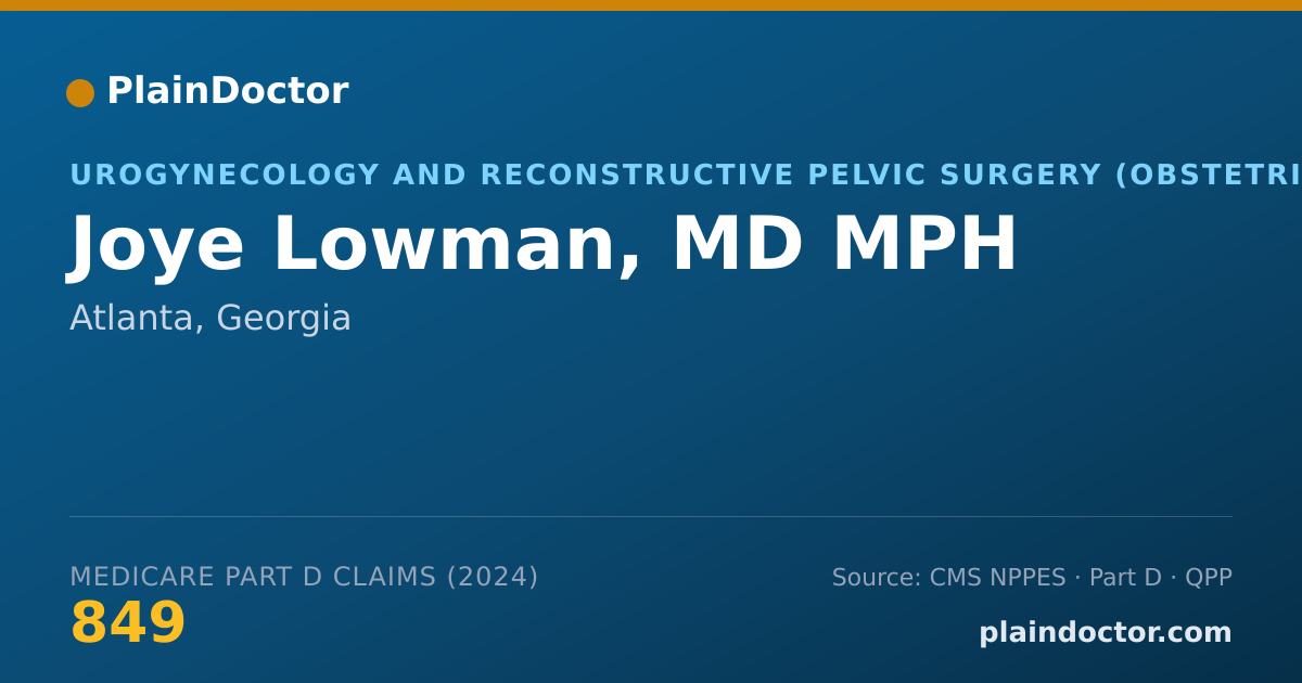 Shareable card for Joye Lowman, MD MPH - Urogynecology and Reconstructive Pelvic Surgery (Obstetrics & Gynecology) Physician, Atlanta, GA