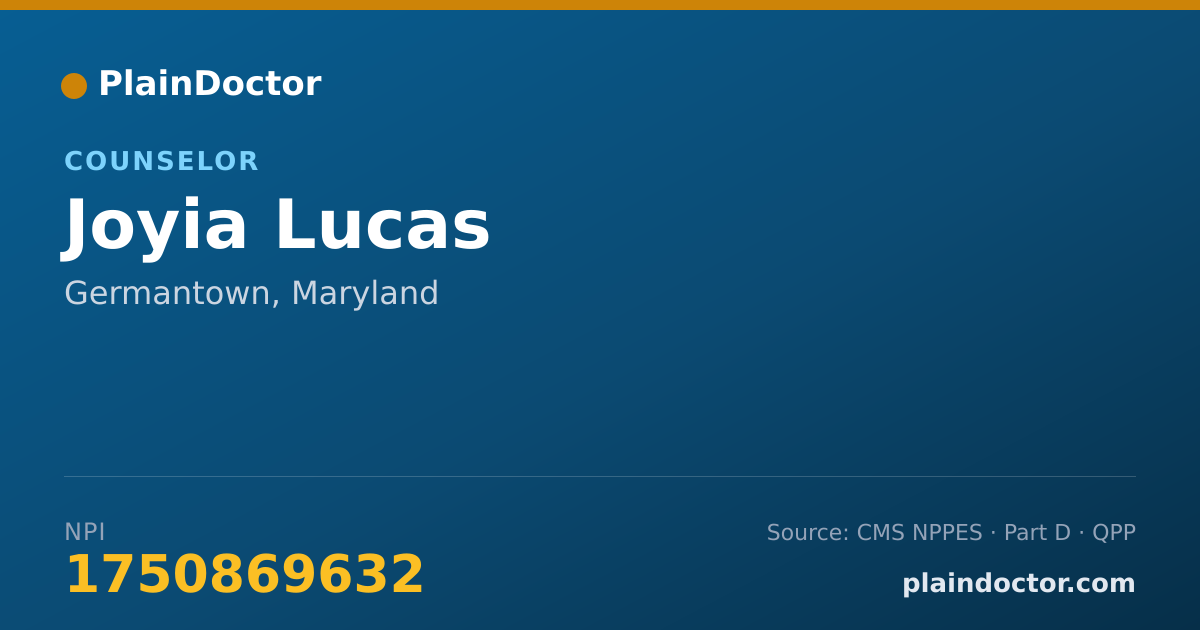 Shareable card for Joyia Lucas - Counselor, Germantown, MD
