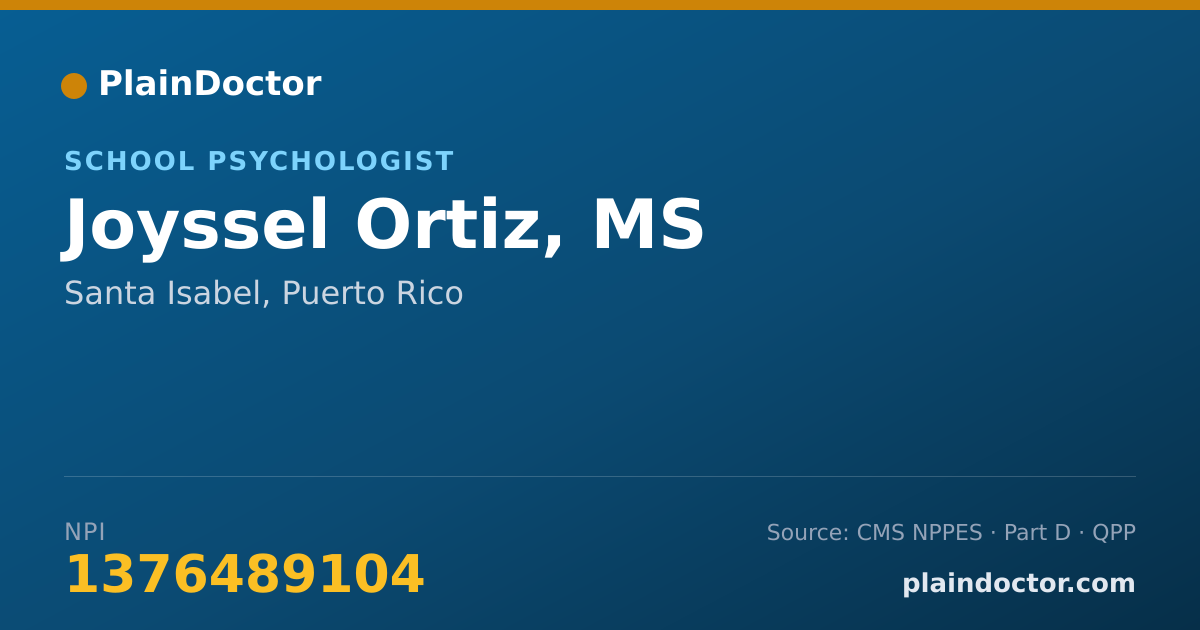Shareable card for Joyssel Ortiz, MS - School Psychologist, Santa Isabel, PR