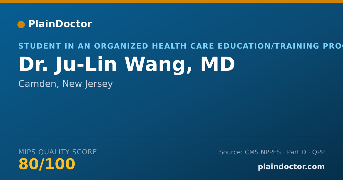 Shareable card for Ju-Lin Wang, MD - Student in an Organized Health Care Education/Training Program, Camden, NJ