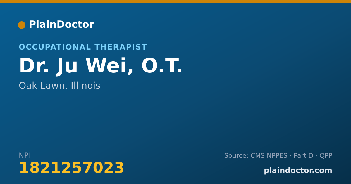 Shareable card for Ju Wei, O.T. - Occupational Therapist, Oak Lawn, IL