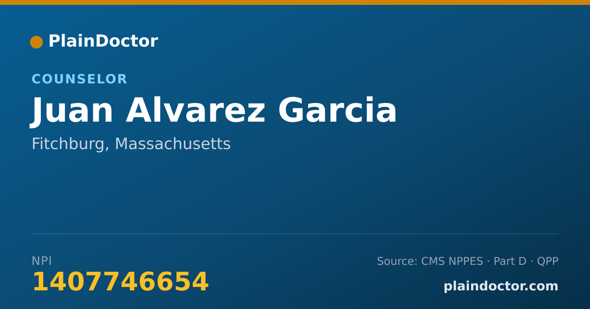 Shareable card for Juan Alvarez Garcia - Counselor, Fitchburg, MA