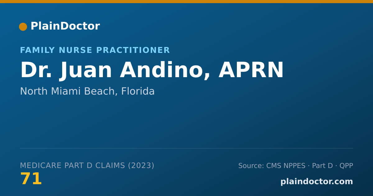 Shareable card for Juan Andino, APRN - Family Nurse Practitioner, North Miami Beach, FL