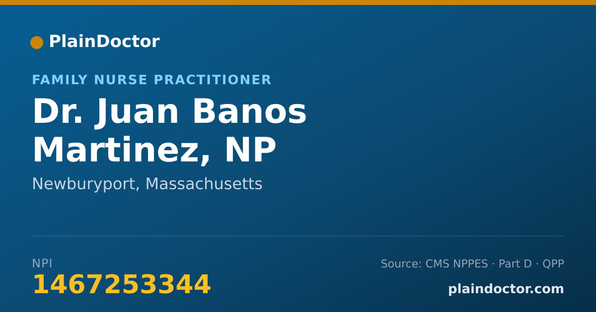 Shareable card for Juan Banos Martinez, NP - Family Nurse Practitioner, Newburyport, MA