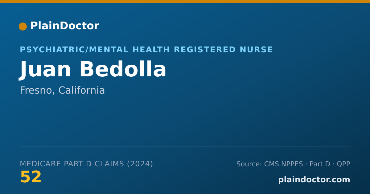 Shareable card for Juan Bedolla - Psychiatric/Mental Health Registered Nurse, Fresno, CA